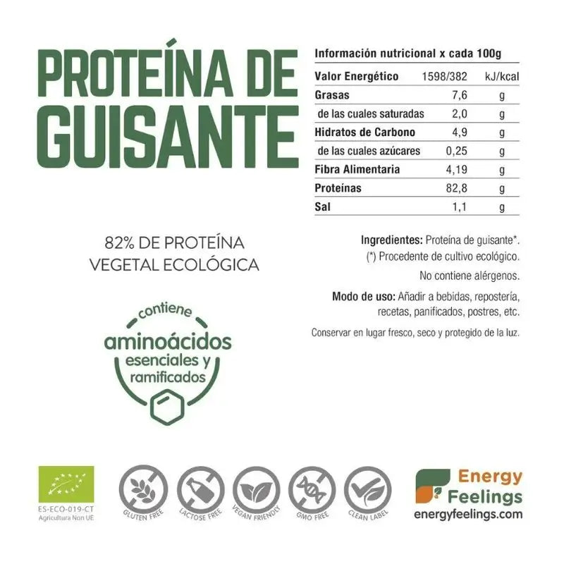 Energy Feelings Proteina De Guisante 1Kg. Eco Vegan Sg