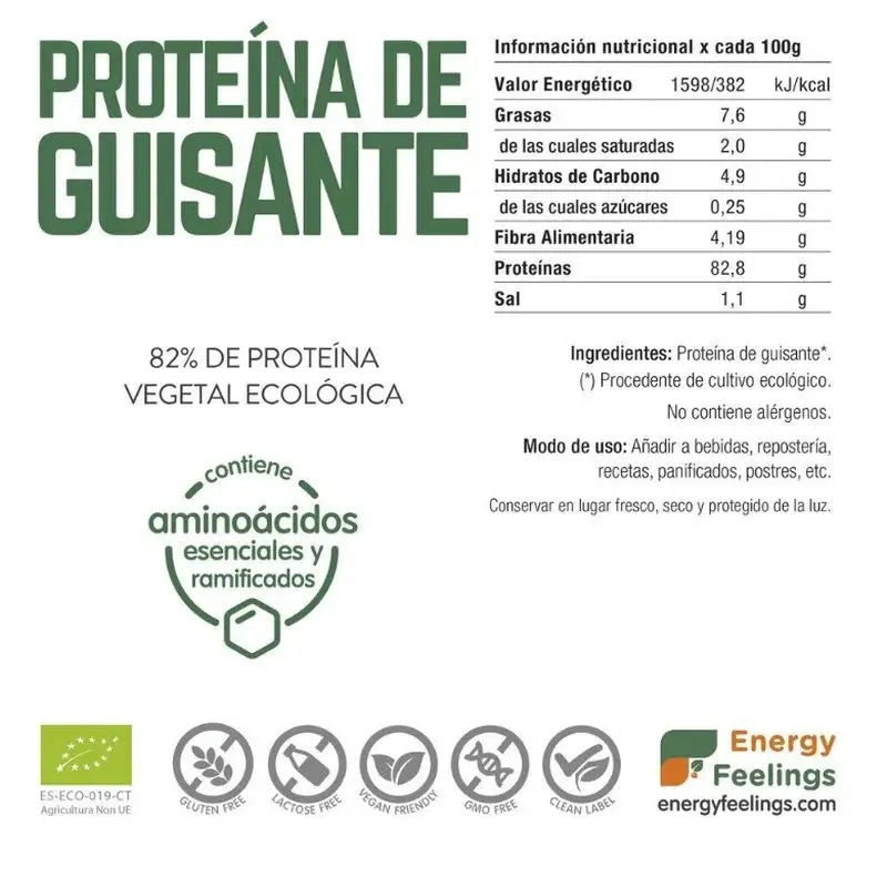 Energy Feelings Proteina De Guisante 500Gr. Eco Vegan Sg