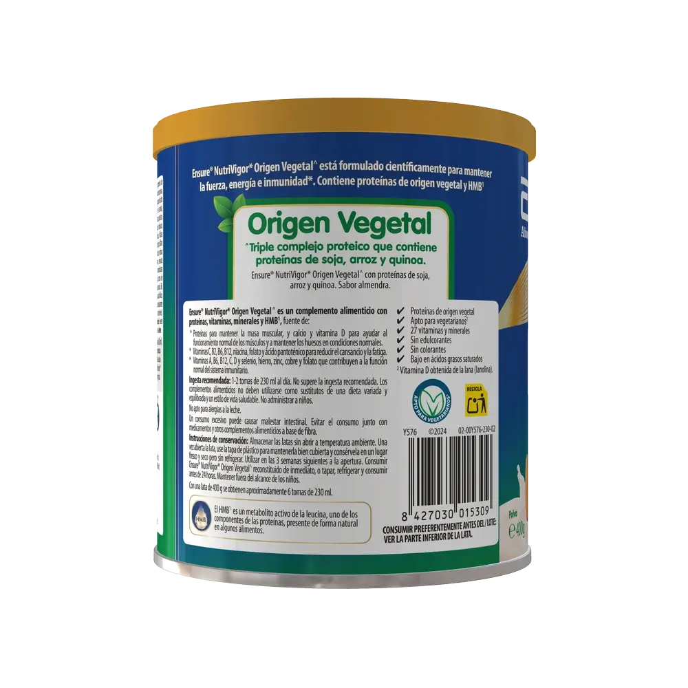 Ensure Nutrivigor Origen Vegetal Sabor Almendra Polvo , gr 400