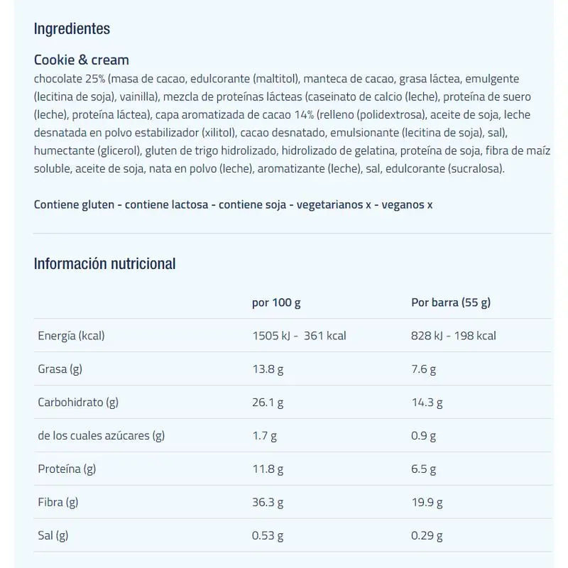 Etixx High Protein Protein Bar Cookie&Cream 12X55G