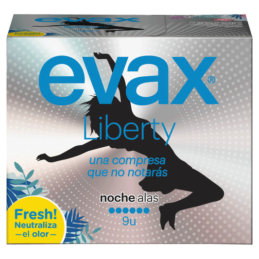 Evax Liberty Noche Compresas Con Alas , 9 unidades