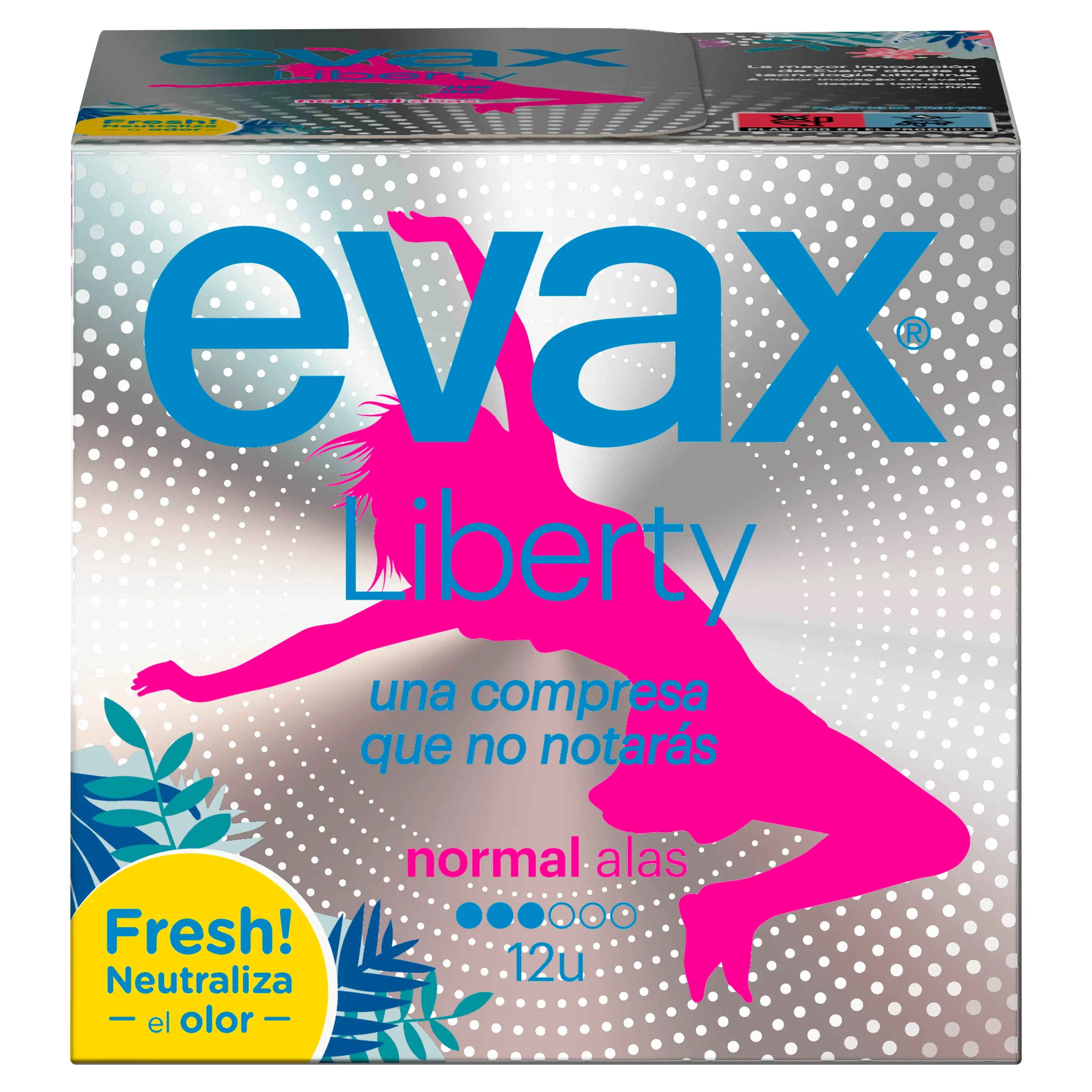 Evax Liberty Normal Compresas Con Alas , 12 unidades