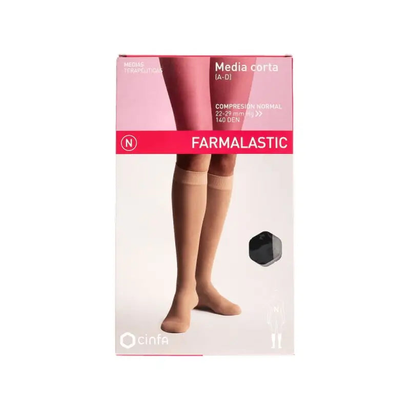 Farmalastic Media Corta Negra, Talla Reina Plus