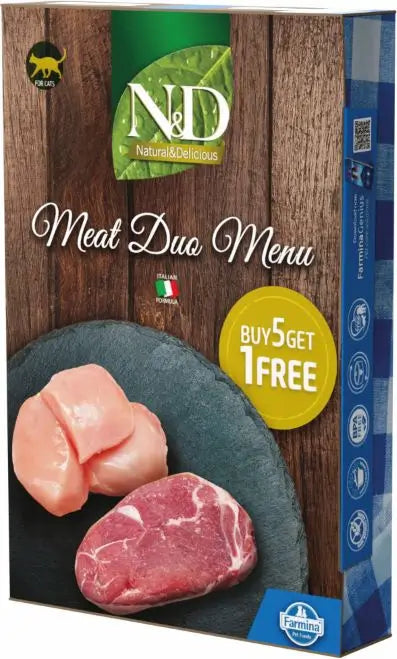 Farmina N&D Cat Natural Meat Duo Menu 6X70Gr, comida húmeda para gatos