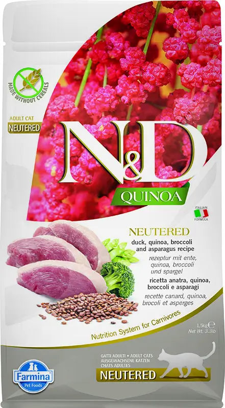 Farmina N&D Cat Quinoa Neutered Pato 1,5Kg, pienso para gatos