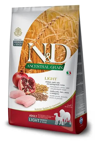 Farmina N&D Dog Ancestral Light Medium Maxi 12Kg, pienso para perros