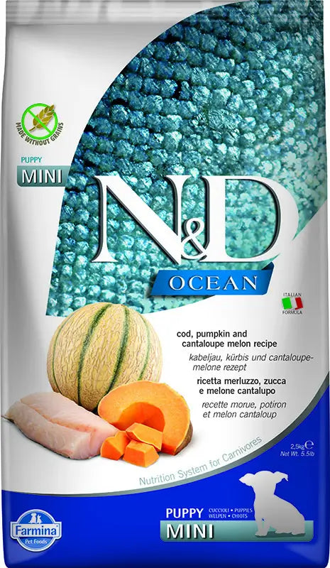 Farmina N&D Dog Ocean Puppy Bacalao Calabaza Mini 2,5Kg, pienso para perros cachorros