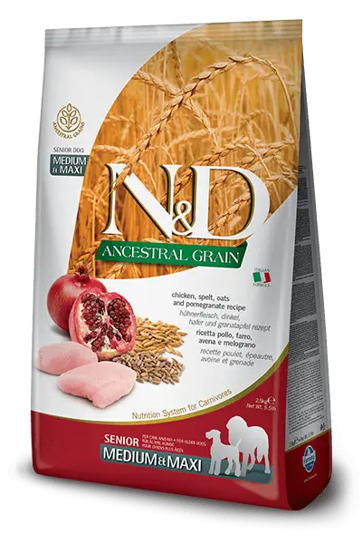 Farmina N&D Dog Senior Ancestral Medium Maxi Pollo 2,5Kg, pienso para perros