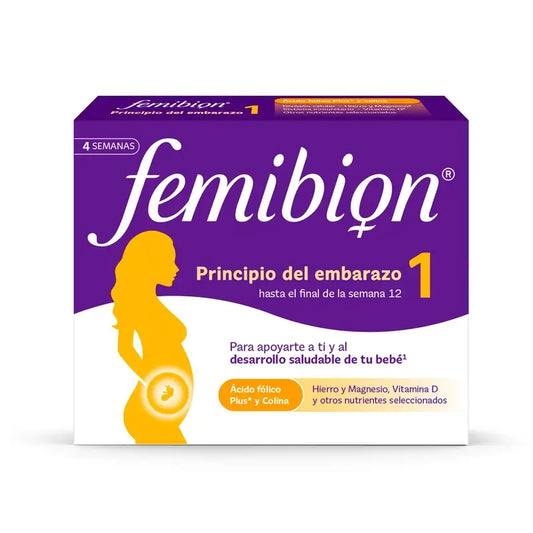 Femibion 1 Primer Trimestre Embarazo, Semanas 1-12, Ácido Fólico Plus,  28 Comprimidos