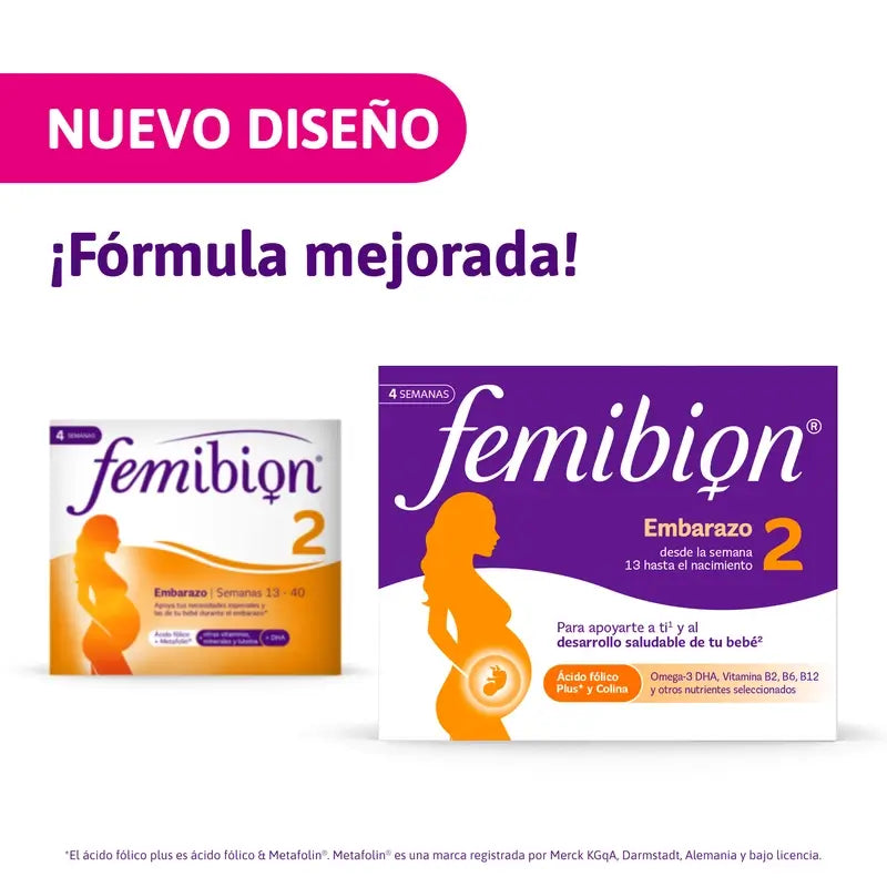 Femibion 2 Embarazo con Ácido fólico y Vitaminas, 28 comprimidos