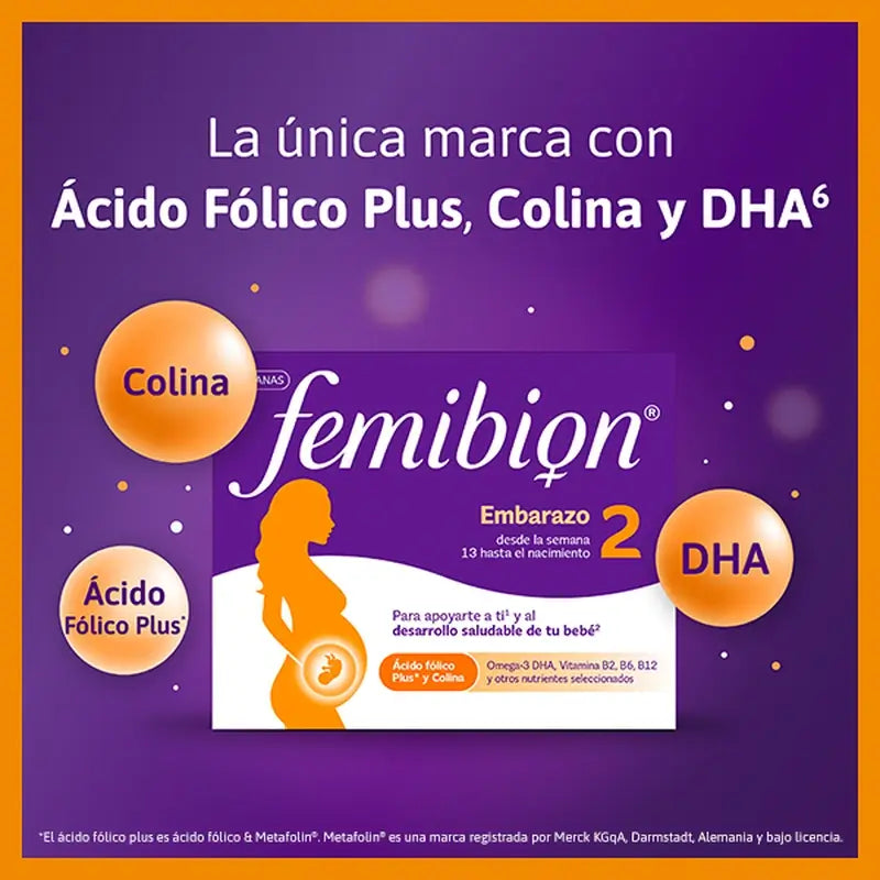 Femibion 2 Embarazo con Ácido fólico y Vitaminas, 28 comprimidos