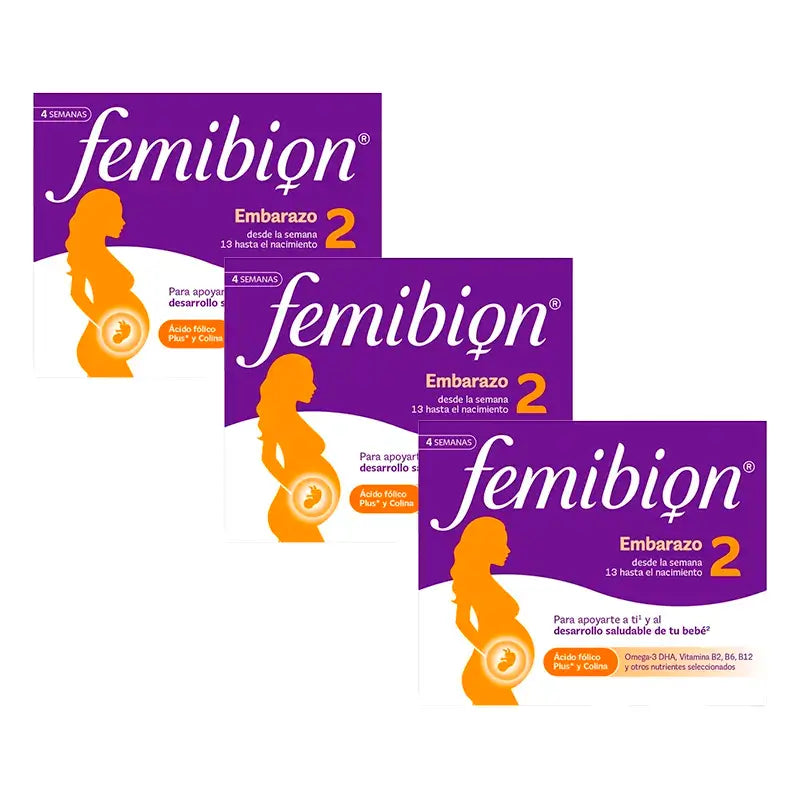 Femibion 2 Embarazo con Ácido fólico y Vitaminas, 3X28 comprimidos