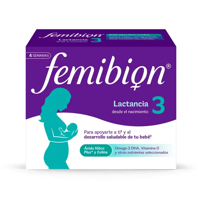 Femibion 3 Lactancia Embarazo con Ácido fólico y Vitaminas, 2 x 28 Comprimidos