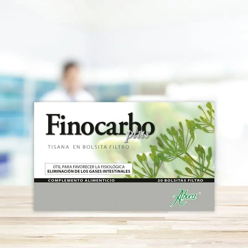 Aboca Finocarbo Plus Tisana Favorece La Digestión, Con Hinojo, Carbón Vegetal, Alcarabea, Manzanilla Y Menta, 20 bolsitas