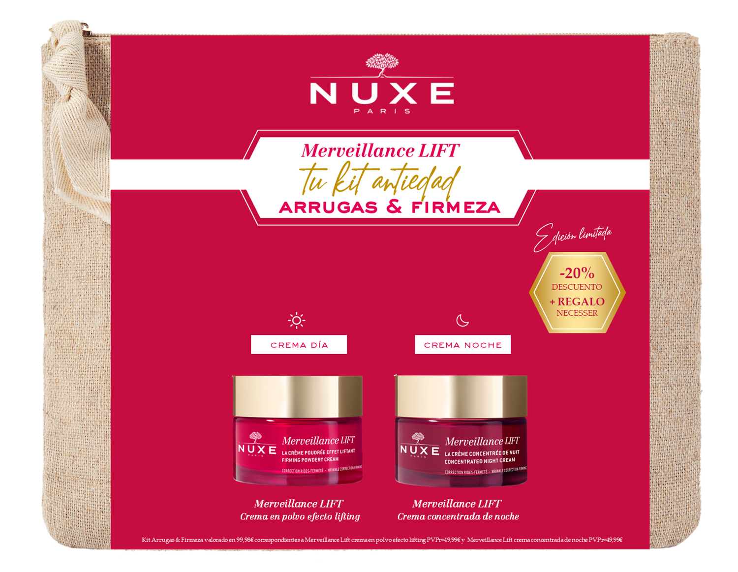 Nuxe Kit Antiedad Arrugas & Firmeza Merveillance Lift Rutina Día Y Noche, 50 + 50 ml
