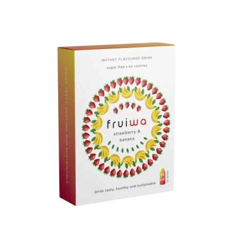 Fruiwa Bebida Instantánea En Polvo Sabor Fresa Y Plátano Con Vitamina C Y Edulcorante , 36 gr