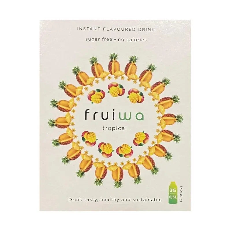 Fruiwa Bebida Instantánea En Polvo Sabor Tropical Con Vitamina C Y Edulcorante, 36 gr