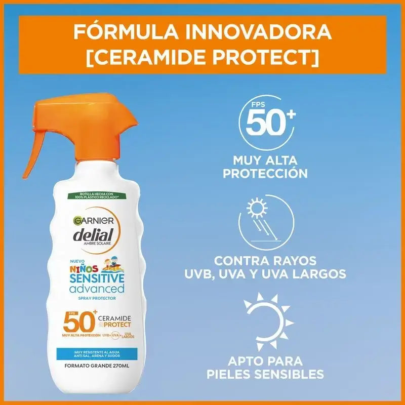 Garnier Delial Protector Solar Niños Spf50 Para Pieles Claras Y Sensibles. Pediátrico, 270Ml