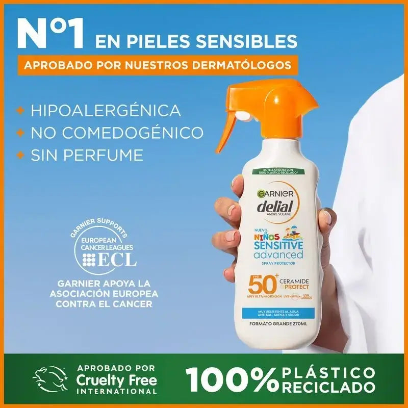 Garnier Delial Protector Solar Niños Spf50 Para Pieles Claras Y Sensibles. Pediátrico, 270Ml