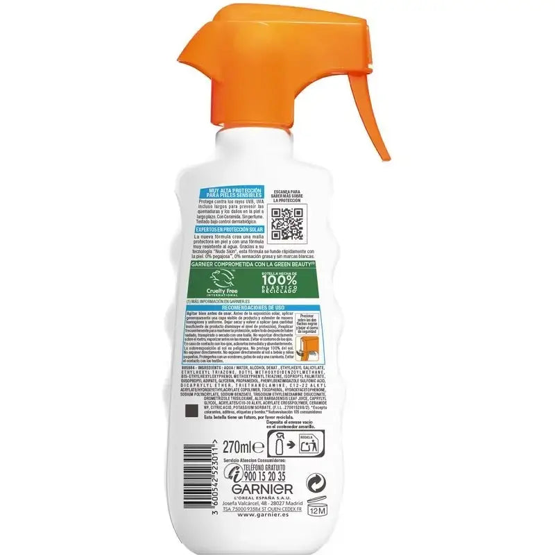 Garnier Delial Spray Protector Sensitive Advanced Ip50+ Para Pieles Claras, Sensibles E Intolerantes Al Sol, 270Ml