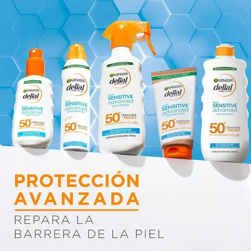 Garnier Delial Spray Protector Sensitive Advanced Ip50+ Para Pieles Claras, Sensibles E Intolerantes Al Sol, 270Ml