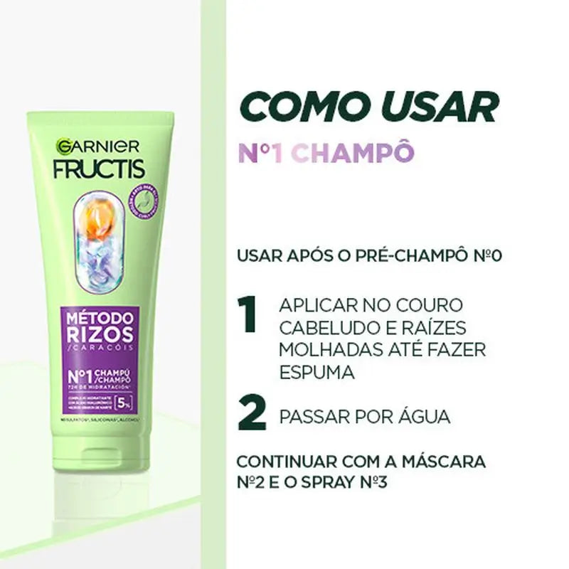 Garnier Fructis Método Rizos Champú Nº1 Para Rizos Hidratados Durante 72H 200Ml