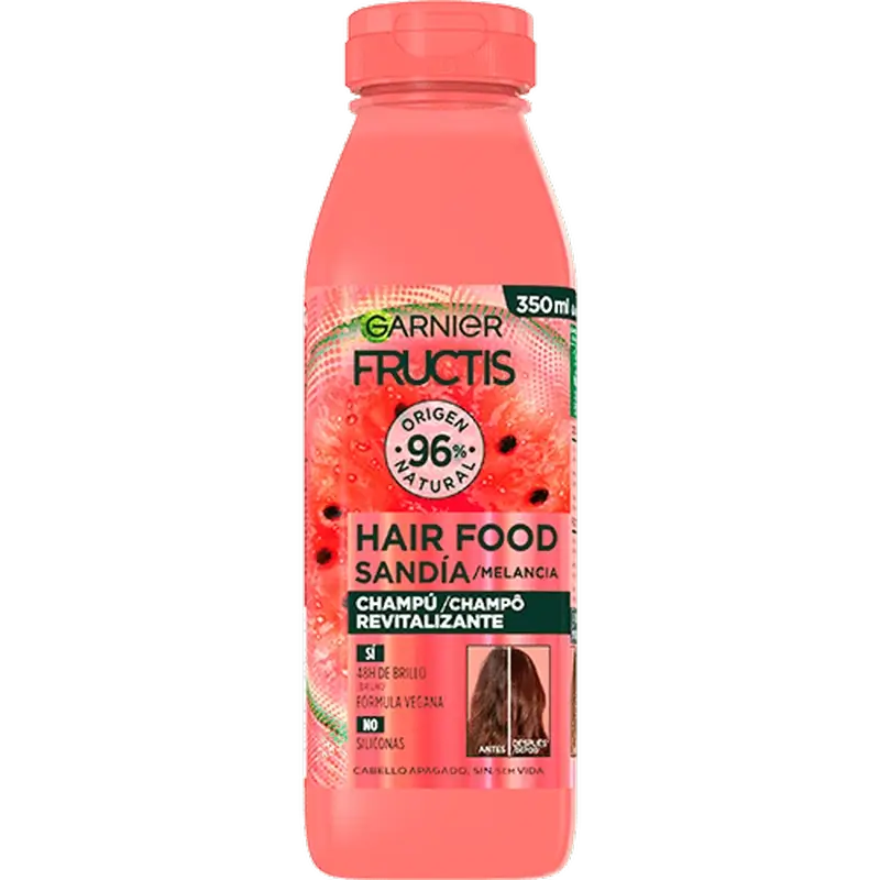 GarnierFructis Hair Food Sandía Champú Revitalizante Para Cabello Apagado, Sin Vida 350 Ml