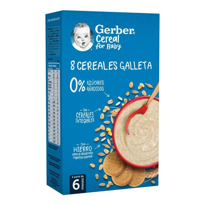 Gerber 8 Cereales Galleta, 475 gr