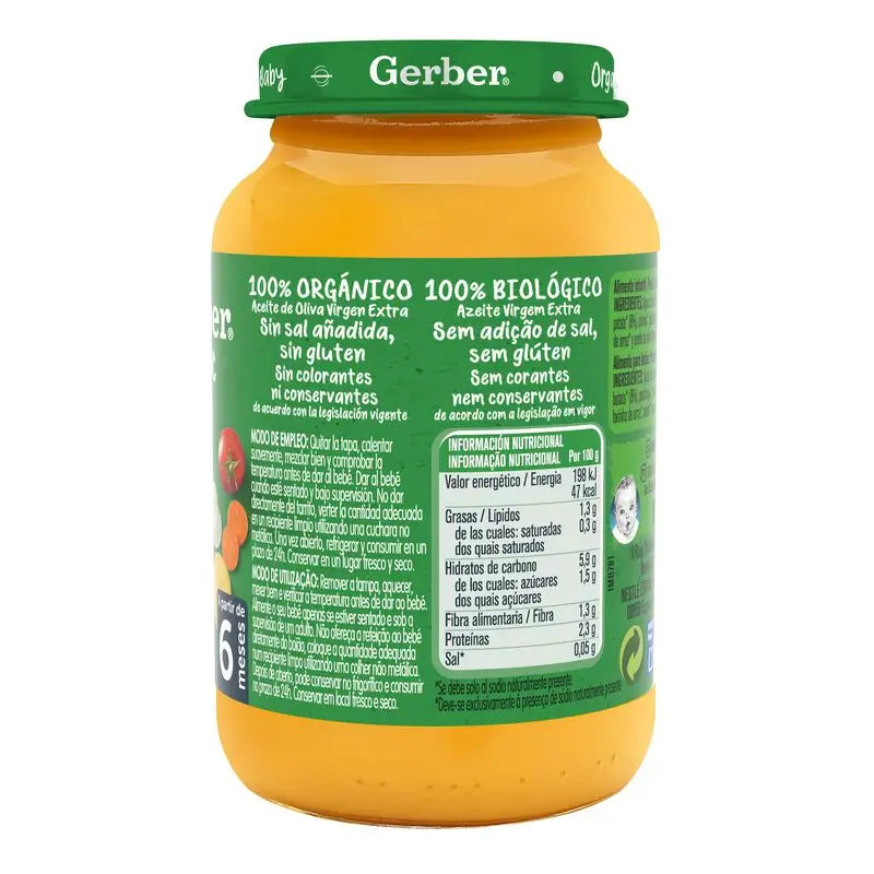 Gerber Organic hortalizas ternera, 190 gr