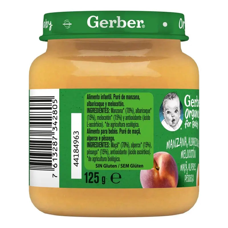 Gerber Tarrito Organic Manzana, Albaricoque Y Melocotón, 125g