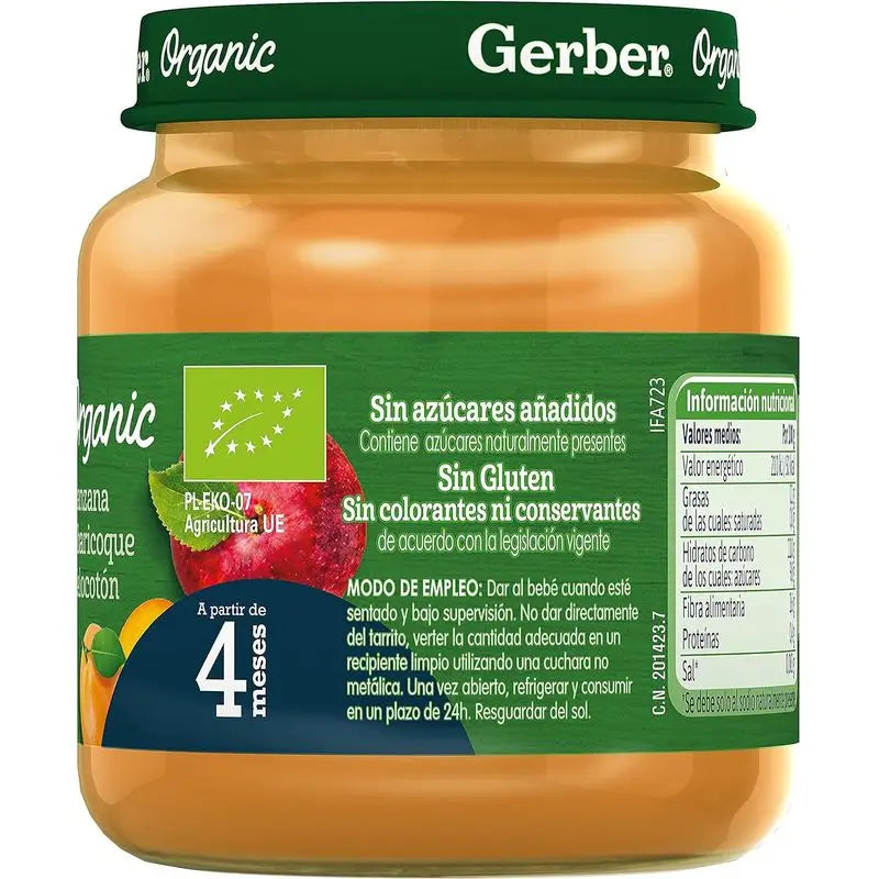 Gerber Tarritos De Tarrito Orgánico Manzana, Albaricoque Y Melocotón , 125g  x 6 unidades