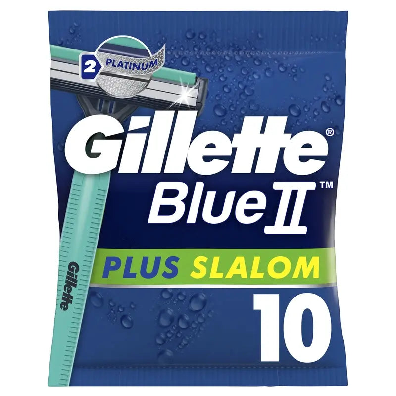 Gillette Blue Ii Plus Slalom Maquinillas Desechables, 10 unidades