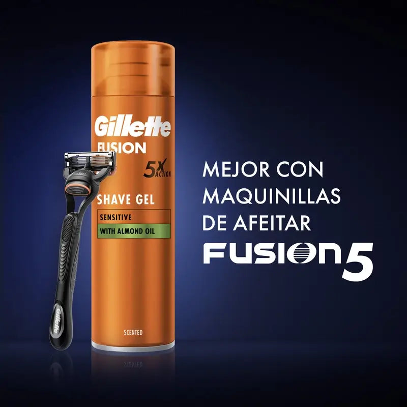 Gillette Fusion Pack Con Maquinilla De Afeitar + Gel De Afeitar Para Piel Sensible 200Ml