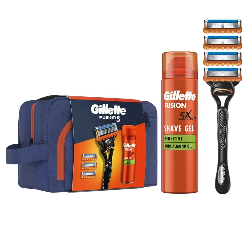 Gillette Fusion Pack Con Maquinilla De Afeitar + Gel De Afeitar Para Piel Sensible 200Ml