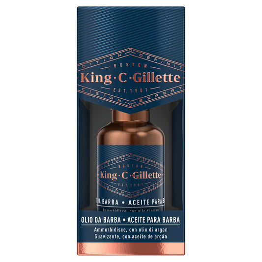 King C. Gillette aceite para barba hombre aroma vegetal, 30 Ml