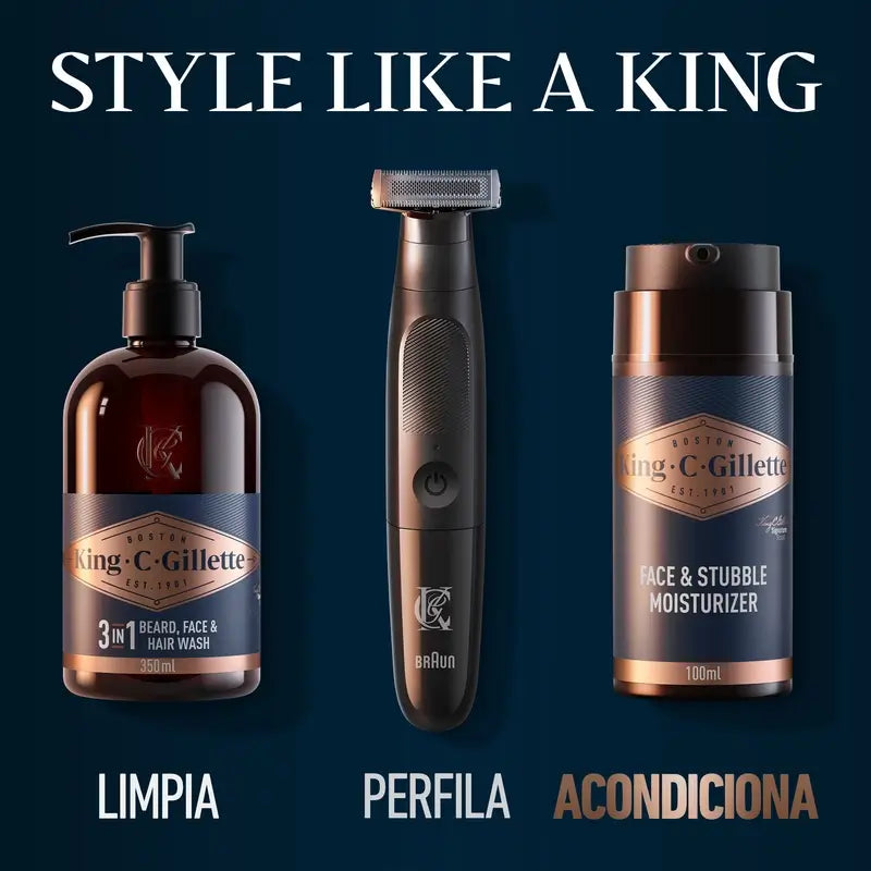 King C. Gillette crema hidratante rostro y barba hombre, vitamina B, 100 Ml