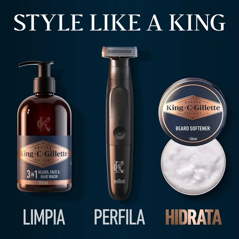 Gillette King C. Pack Regalo Para Barba 1 Gel Limpiador 350Ml + 1 Bálsamo 100Ml + Neceser