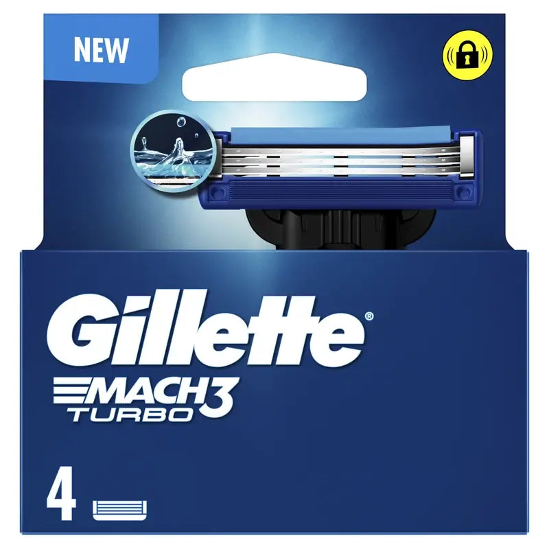 Gillette Mach3 Turbo Recambios Para Maquinillas De Afeitar Para Hombre , 4 unidades