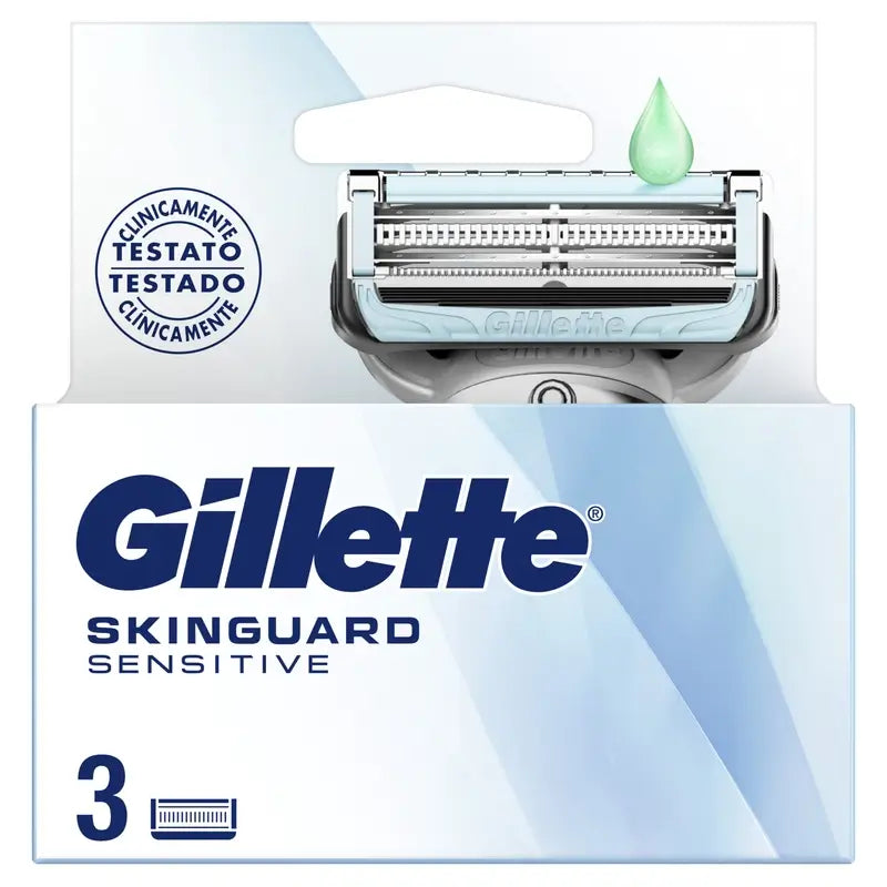 Gillette Recambios Skinguard Sensitive Compatible Con Mangos Fusion , 3 unidades