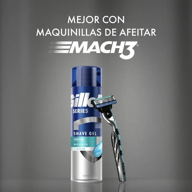 Gillette Series Gel De Afeitar Refrescante Con Eucalipto , 2x200 ml