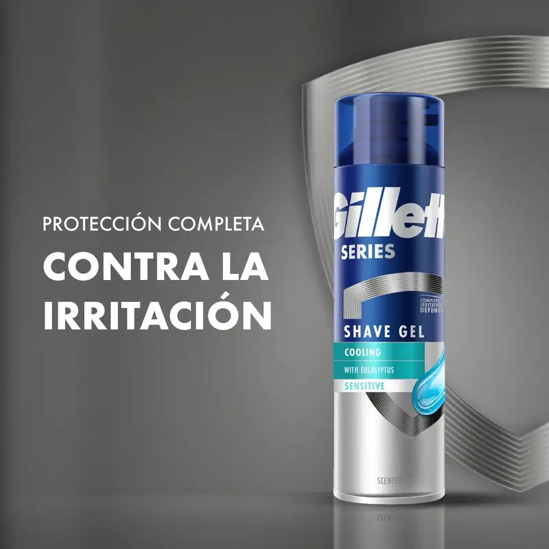 Gillette Series Gel De Afeitar Refrescante Con Eucalipto , 2x200 ml