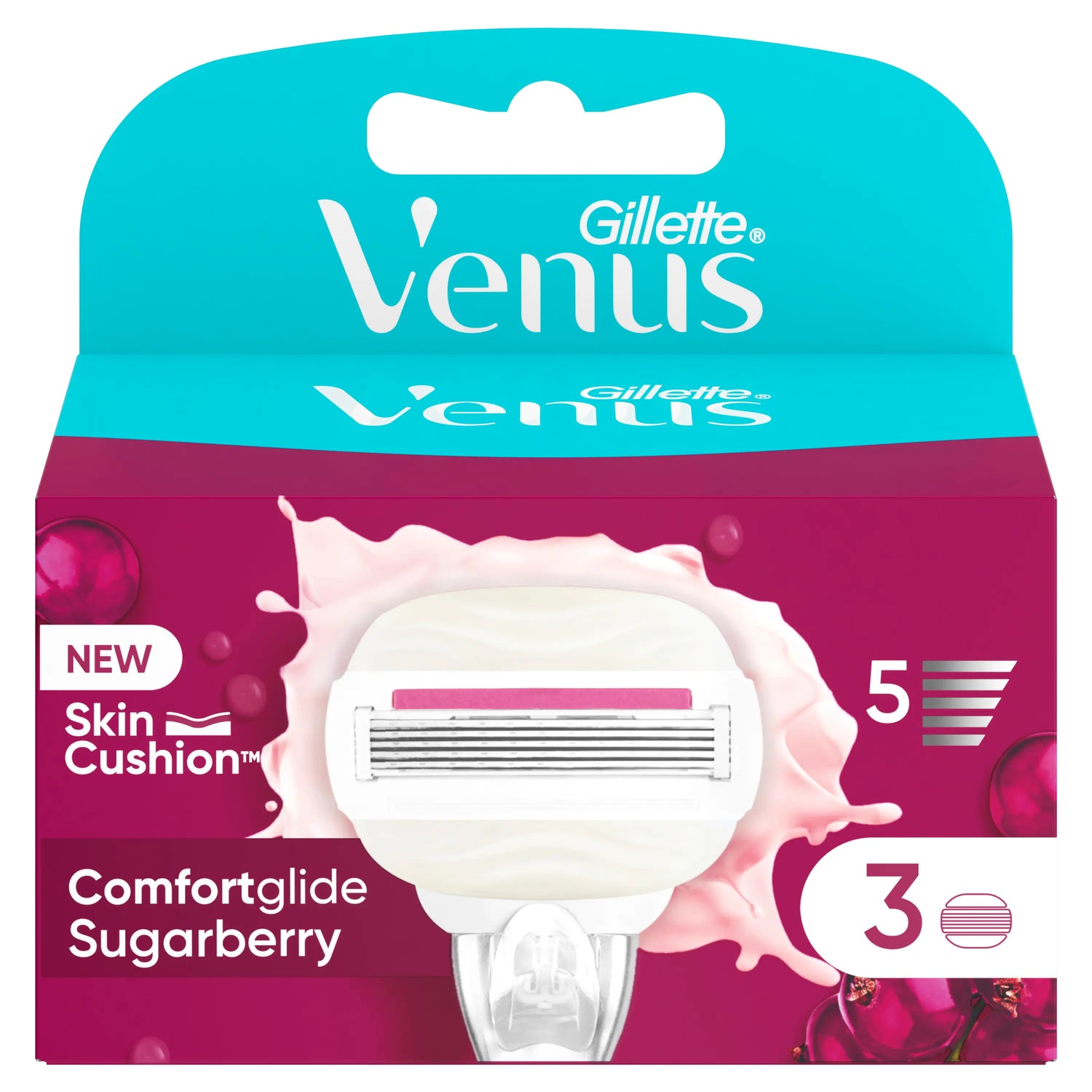 Venus Comfortglide Sugarberry Con Olay, 3 unidades