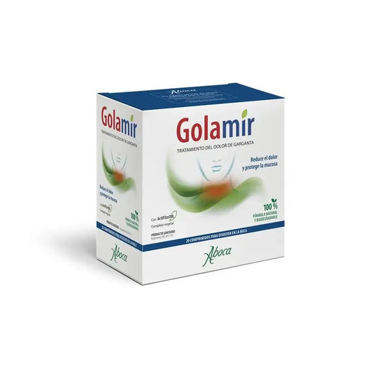 Aboca Golamir 2Act Comprimidos Alivio Dolor E Irritación De Garganta Y Cavidad Bucal, Sin Gluten, 20 comprimidos