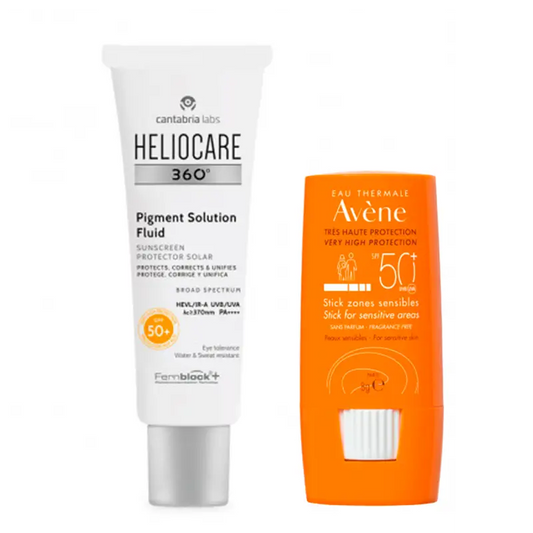 Heliocare 360º Pigment Solution Fluid Spf50+, 50 Ml + Avene Stick Solar Spf 50+ Zonas Sensibles 8 Gr