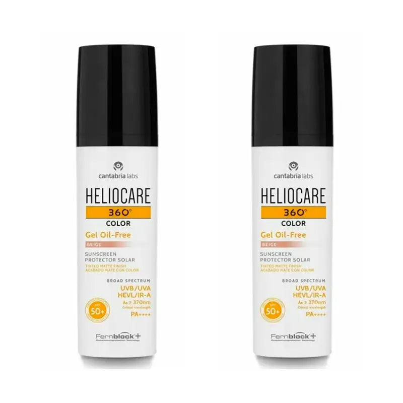 Heliocare Duplo 360º Color Gel Oil Free Beige Spf 50+, 2X50 Ml