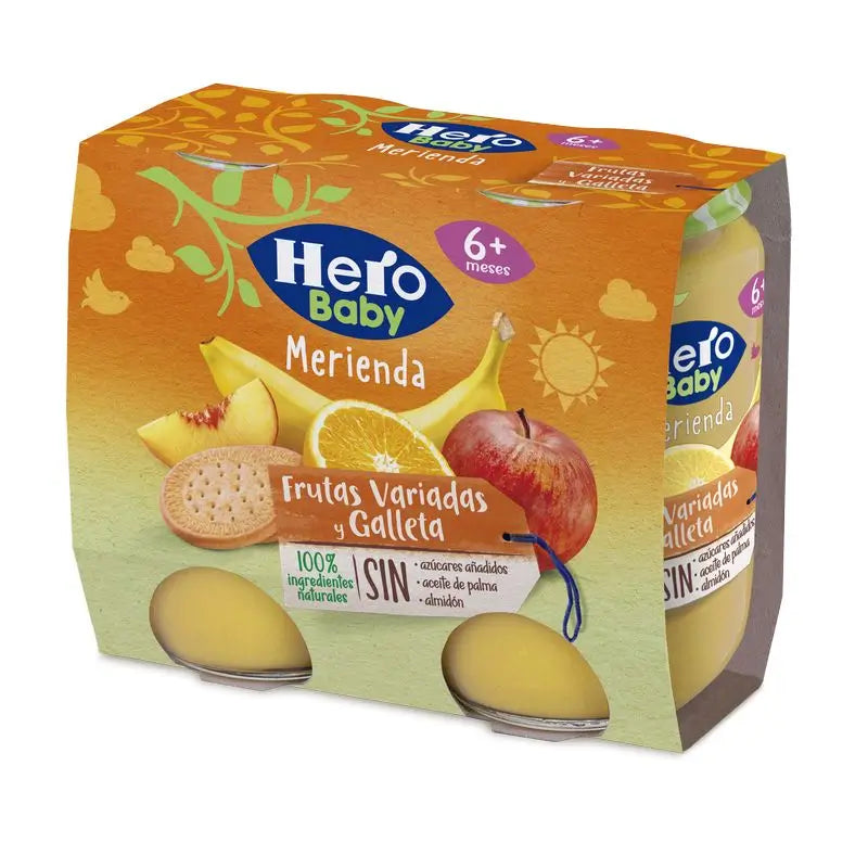 Hero Baby Merienda Frutas Variadas Y Galleta 2X190G