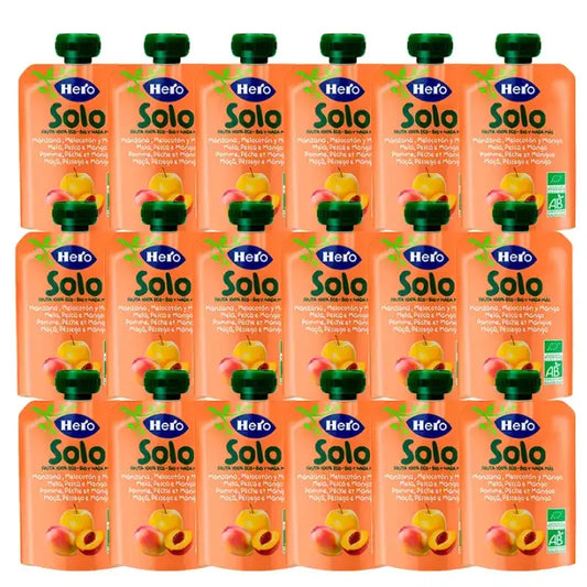 Hero Baby Pack Bolsita Manzana Melocotón Mango Eco, 18 X 100 Gr