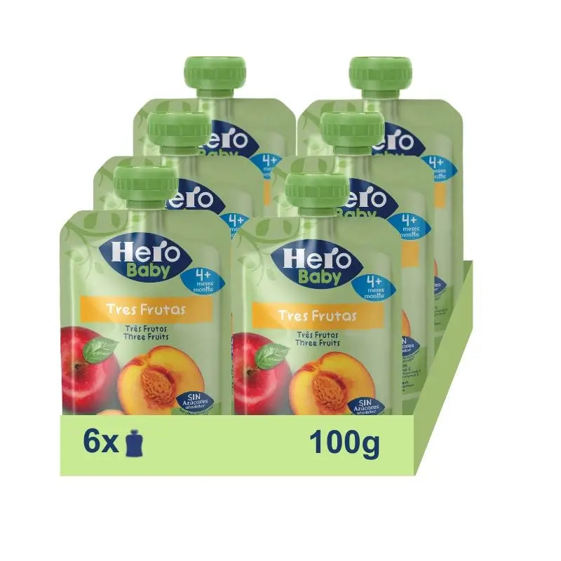 Hero Baby Pack Bolsita Tres Frutas, 6 X 100 gr