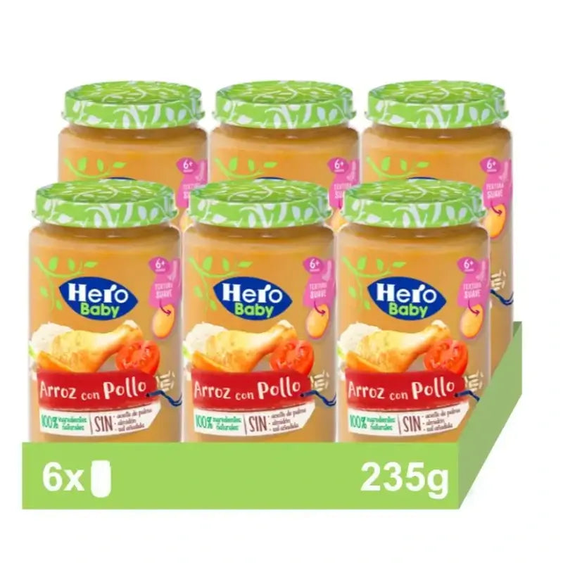  Hero Baby Pack Tarrito Arroz Con Pollo, 6 X 235 gr