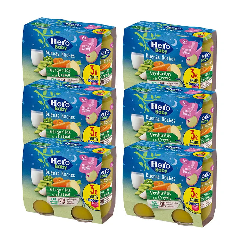 Hero Baby Pack Tarrito Bn Verduritas Crema, 6 X 2X190 Gr